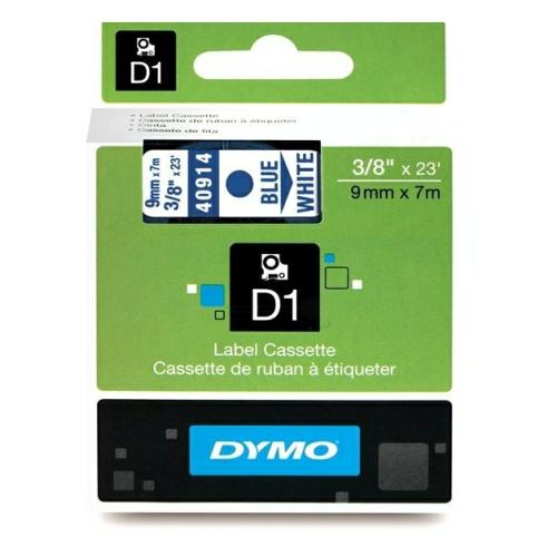 Dymo etikety modrý na bílá (40914 / S0720690), 9mm, laminovaný