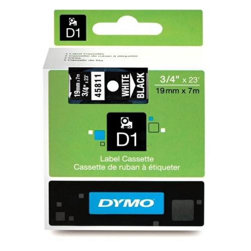 Dymo etikety bílá na černá (45811 / S0720910), 19mm, laminovaný