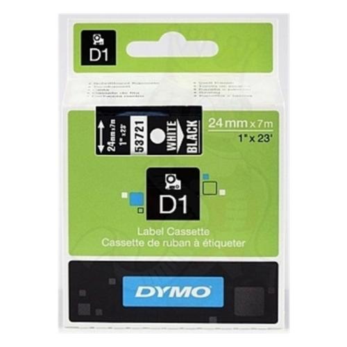 Dymo etikety bílá na černá (53721 / S0721010), 24mm, laminovaný