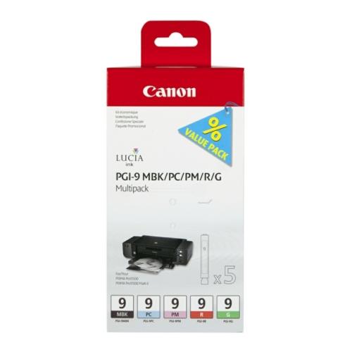 Canon tisková kazeta černá mato / azurová fotografiegrafie / magenta fotografie / červená / zelená (1033B013 / PGI9) (multipack)