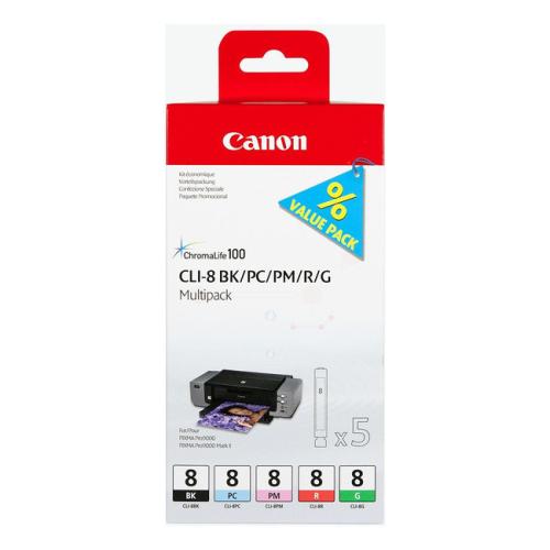 Canon tisková kazeta černá / azurová fotografiegrafie / magenta fotografie / červená / zelená (0620B027 / CLI8) (multipack)