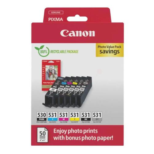 Canon inkoustová kazeta /fotopapír černá / azurová / magenta / žlutý / šedá (6117C004 / PGI530CLI531) (multipack)